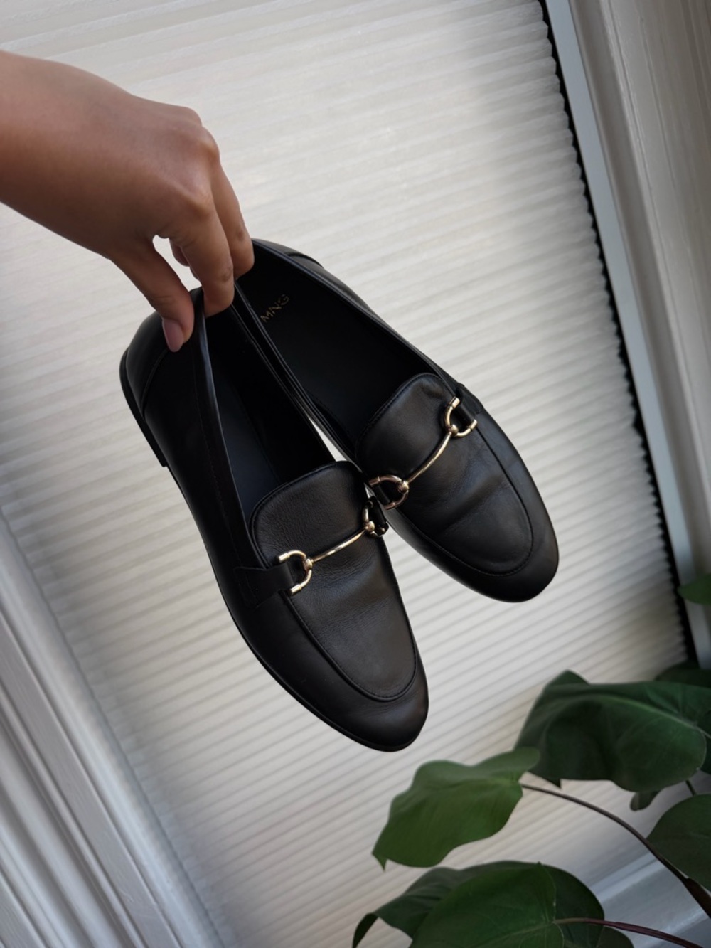 Mango Black Leather Loafers